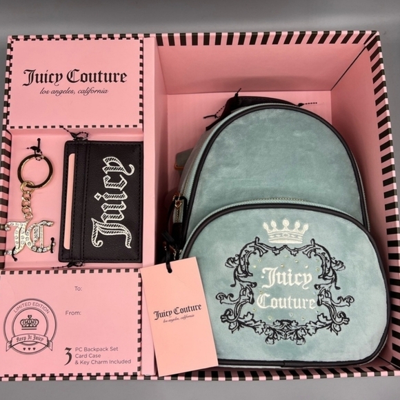 ??️Juicy couture ?️heritage sage green 3 piece backpack gift box set